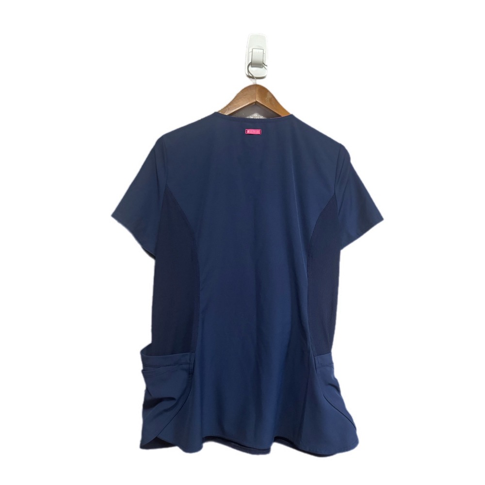 Med Couture Amp Scrub Top Womens M Navy Blue Excellent V-Neck Ribbed MC701 - Picture 10 of 10
